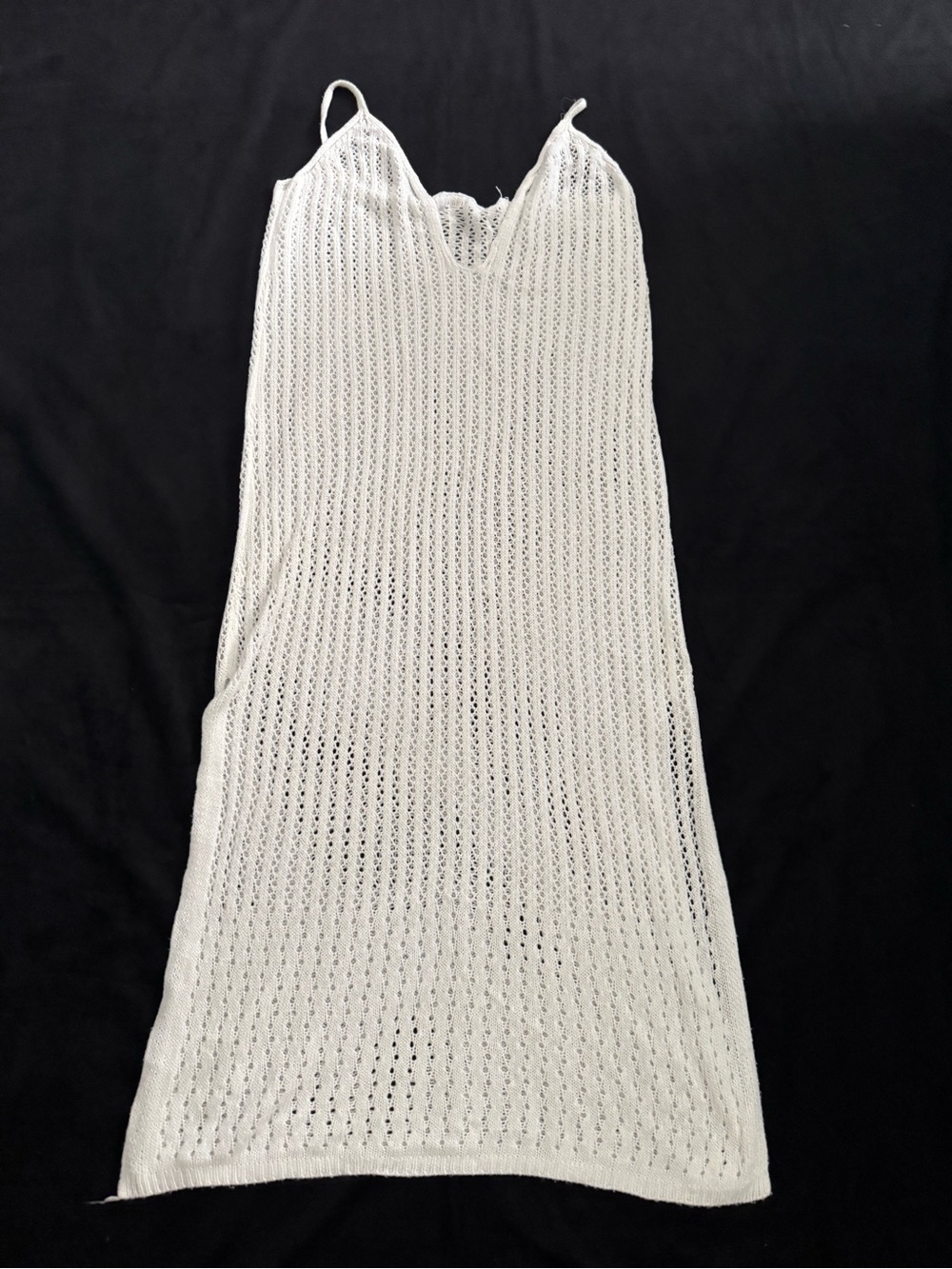 White Crochet Knit Slip Dress